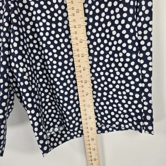 NWT SPANX Sunshine Shorts, 10” Pull On Bermuda Navy Painted Dot 50214R LARGE