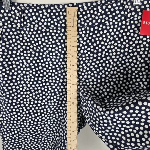 NWT SPANX Sunshine Shorts, 10” Pull On Bermuda Navy Painted Dot 50214R LARGE