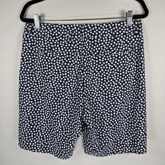 NWT SPANX Sunshine Shorts, 10” Pull On Bermuda Navy Painted Dot 50214R LARGE
