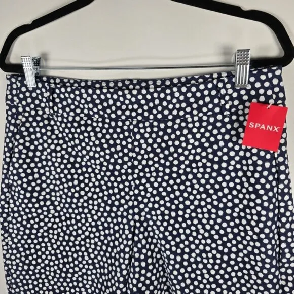 NWT SPANX Sunshine Shorts, 10” Pull On Bermuda Navy Painted Dot 50214R LARGE