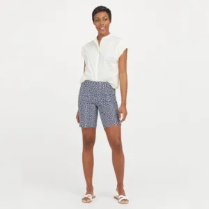NWT SPANX Sunshine Shorts, 10” Pull On Bermuda Navy Painted Dot 50214R LARGE