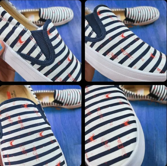 NWT Sperry Top Sider Slip On Women's Nautical Stripe Jaws Sneakers