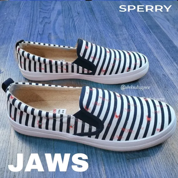 NWT Sperry Top Sider Slip On Women's Nautical Stripe Jaws Sneakers