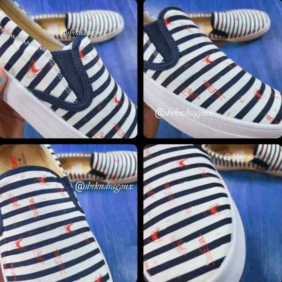 NWT Sperry Top Sider Slip On Women's Nautical Stripe Jaws Sneakers