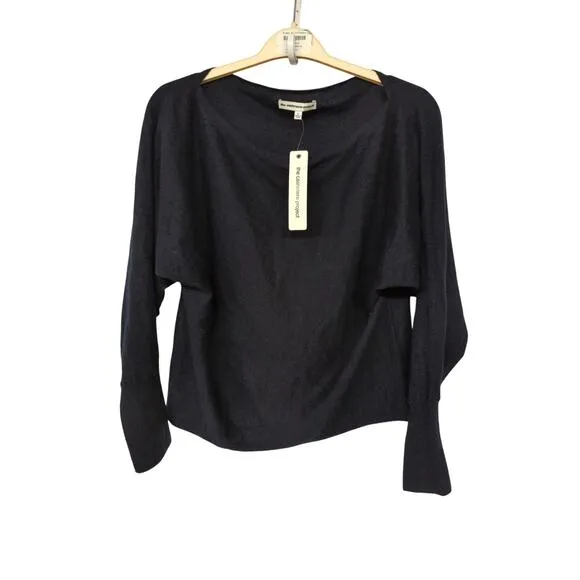 NWT The Cashmere Project Sz Large Navy Blue Wide Boat Neck Dolman Sweater solid