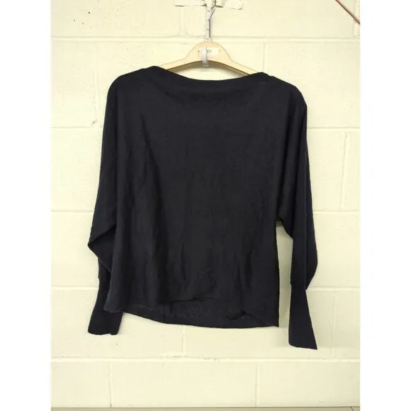 NWT The Cashmere Project Sz Large Navy Blue Wide Boat Neck Dolman Sweater solid