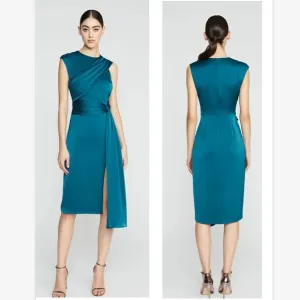 NWT Theia Josie Draped Cocktail Dress Blue Green SZ 10