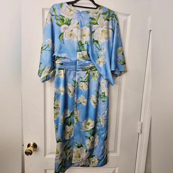 NWT Theia Kimono Midi Dress Blue  Chantily Rose Sz 6 $645