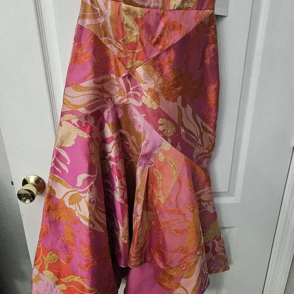 NWT Theia Poppy Zinnia All Midi Drew Asymmetric Cocktail Dress SZ 4