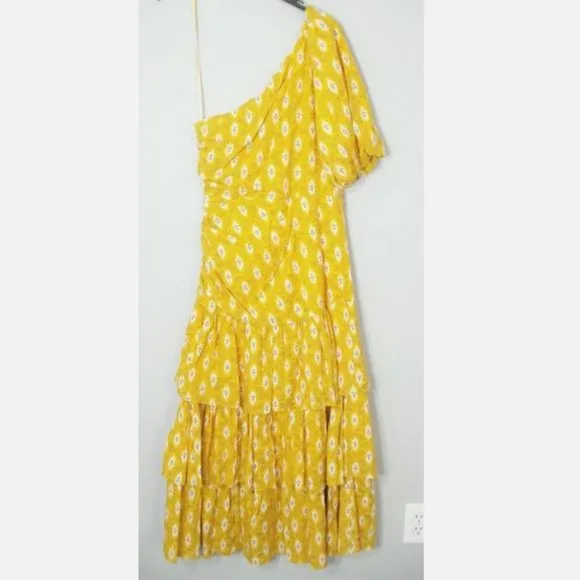 NWT Veronica Beard Virginia One Shoulder Maxi Dress Sun Multi 4