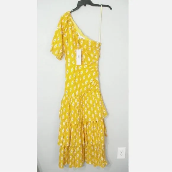 NWT Veronica Beard Virginia One Shoulder Maxi Dress Sun Multi 4