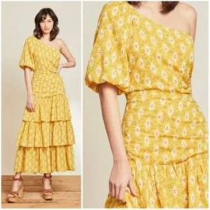 NWT Veronica Beard Virginia One Shoulder Maxi Dress Sun Multi 4