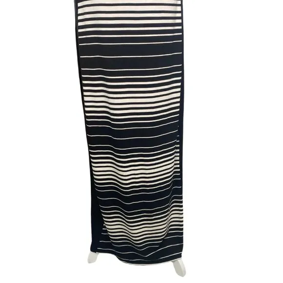 NWT - WHBM Sleeveless White &amp; Black Striped Boat Neck Maxi Dress Size Small #260