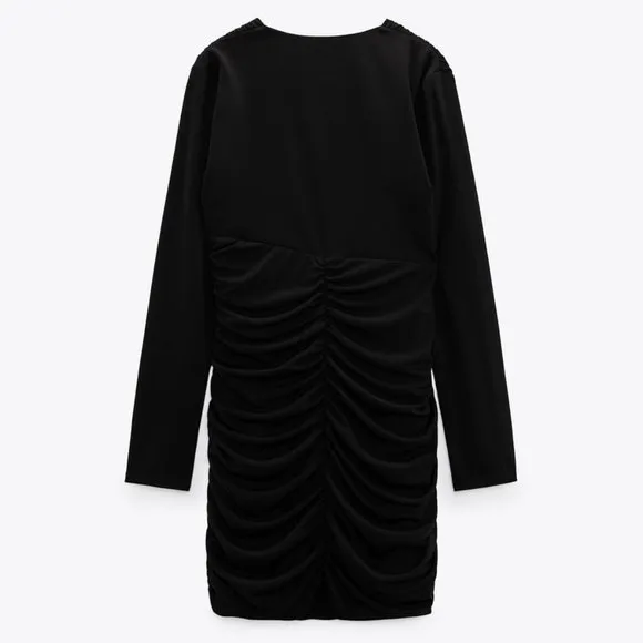 NWT ZARA BALCK DRAPED MINI DRESS/ZARA MINI LONG SLEEVE PARTY DRESS
