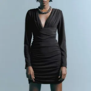 NWT ZARA BALCK DRAPED MINI DRESS/ZARA MINI LONG SLEEVE PARTY DRESS