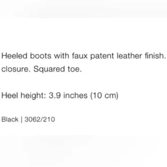NWT ZARA FAUX PATENT LEATHER HEELED BOOTS BLACK