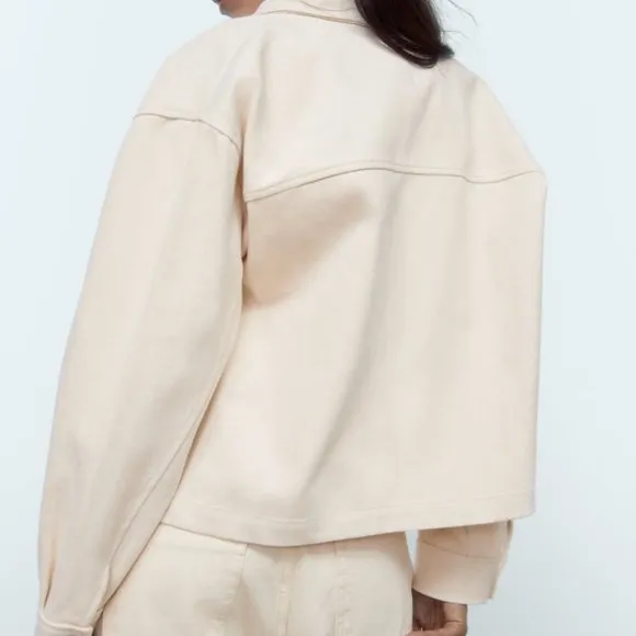 Nwt Zara Rhonestone beaded cream cotton jacket / Zara casual jacket with collar