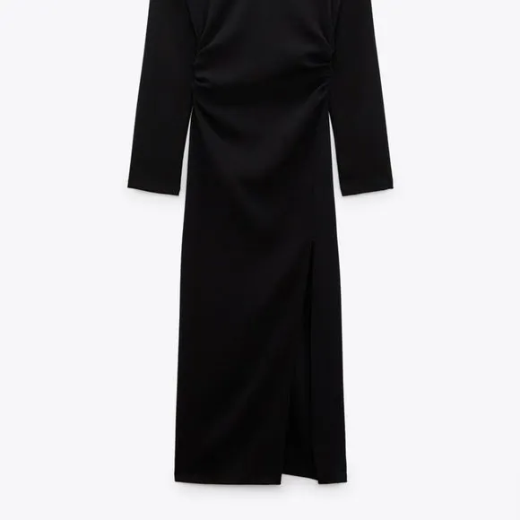 NWT ZARA RUCHED WAIST MIDI DRESS/ZARA BUSINESS CASUAL DRESS