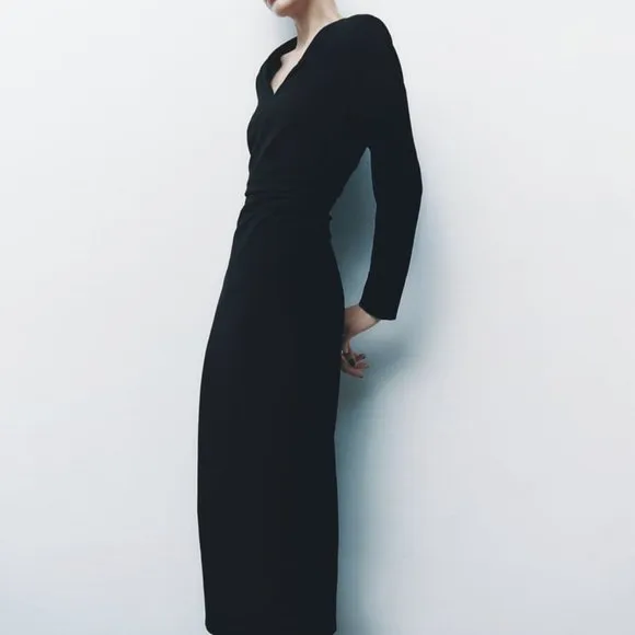 NWT ZARA RUCHED WAIST MIDI DRESS/ZARA BUSINESS CASUAL DRESS