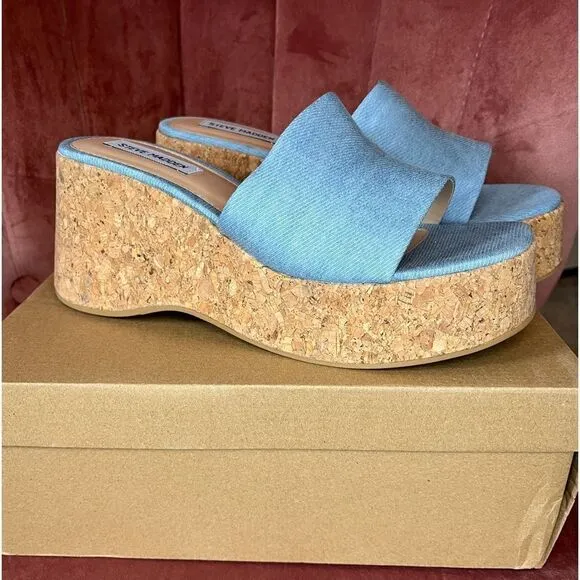 NWT STEVE MADDEN CHIPPY PLATFORM WEDGE SANDAL