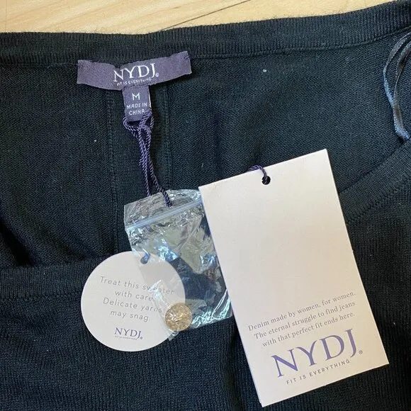 Nydj BNWT Black Boat Neck Sweater Buttons