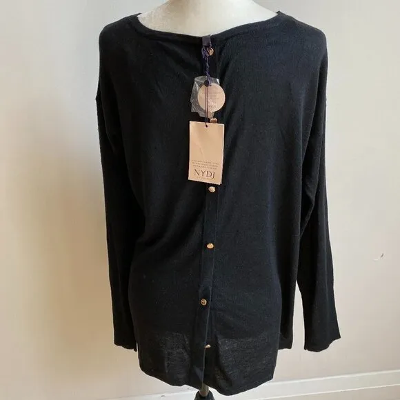 Nydj BNWT Black Boat Neck Sweater Buttons