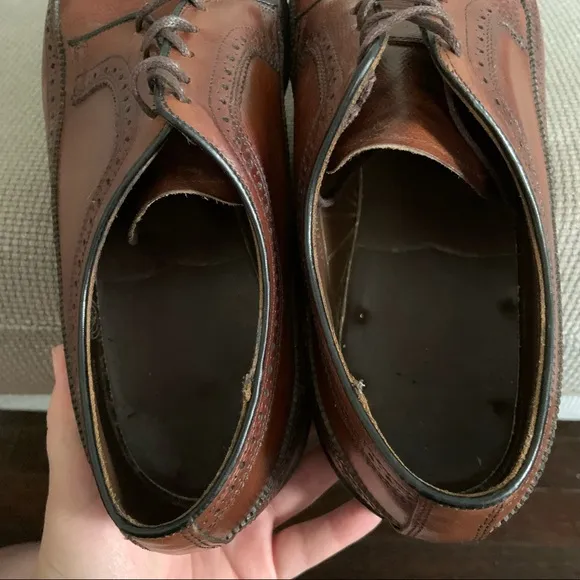 O' Sullivan Men's 9 Vintage Brown Brogue Leather Wingtip Dress Shoes Derby