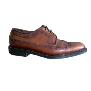 O' Sullivan Men's 9 Vintage Brown Brogue Leather Wingtip Dress Shoes Derby