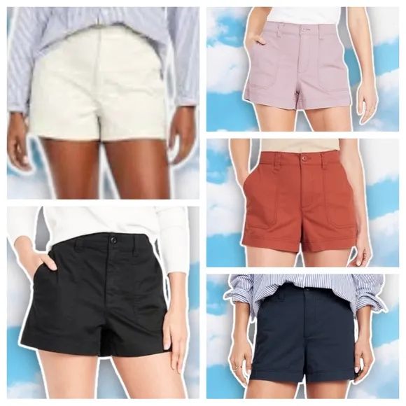 OLD NAVY Lot of 5 High-Waisted OGC Chino Shorts 3.5&quot; A-Line Wide Leg Minimalist