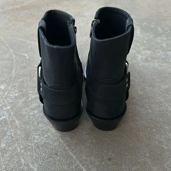 Old West Boots Leather Biker Harness Boots Black Men’s Size 8 EE