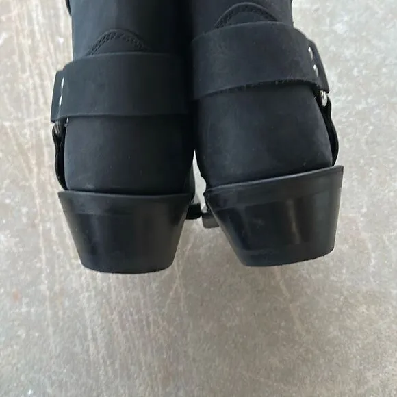Old West Boots Leather Biker Harness Boots Black Men’s Size 8 EE