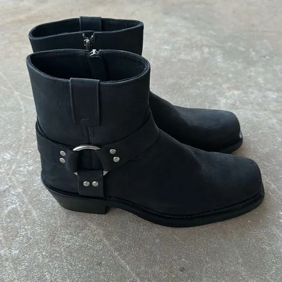 Old West Boots Leather Biker Harness Boots Black Men’s Size 8 EE