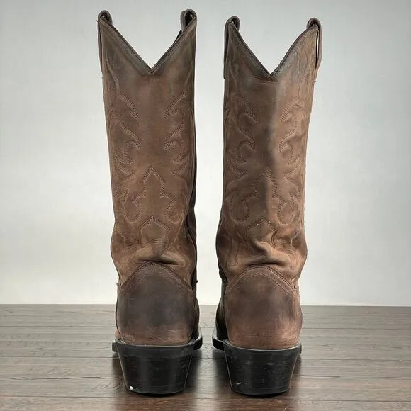 Old West Boots Mens 10 Brown Nubuck Leather Cowboy Boots Western Rodeo Ranchwear