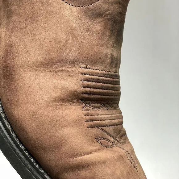 Old West Boots Mens 10 Brown Nubuck Leather Cowboy Boots Western Rodeo Ranchwear