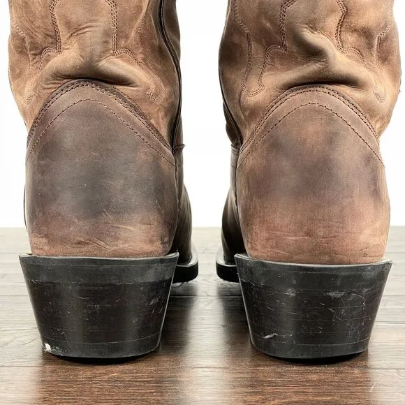 Old West Boots Mens 10 Brown Nubuck Leather Cowboy Boots Western Rodeo Ranchwear