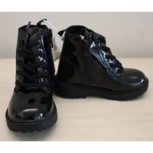 Old Navy 749932 Toddler Girl Sz 6 Black Shiny Faux-Leather Side-Zip Combat Boots