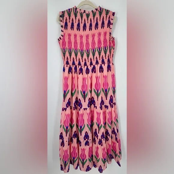 Oliphant Tuckernuck Exclusive Pink  Sumba Smocked Maxi Dress - XL