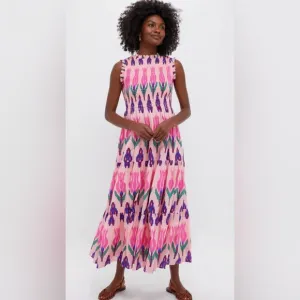 Oliphant Tuckernuck Exclusive Pink  Sumba Smocked Maxi Dress - XL
