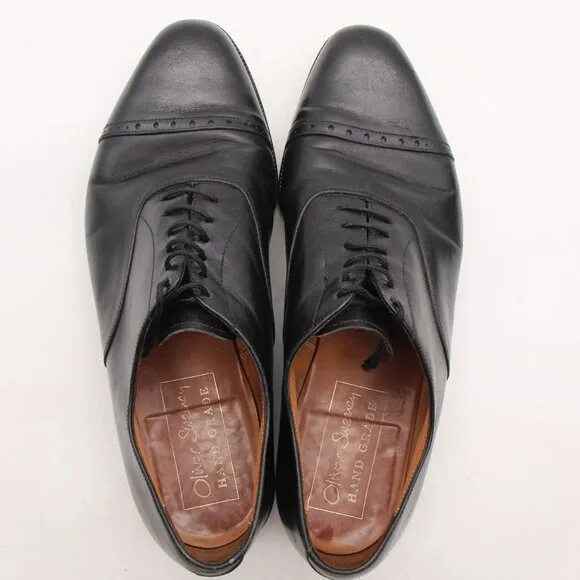 Oliver Sweeney Men's Size UK 10 Black Leather Lace-up Derby Shoes Cap Toe