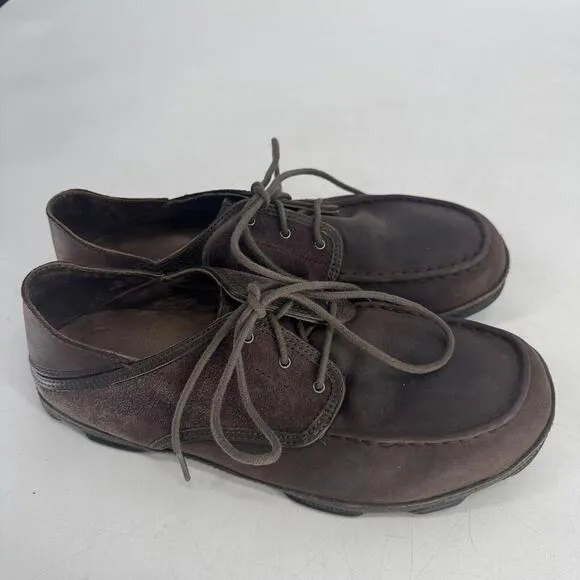 OluKai Kupa’a Men’s Shoes Lace Up Slip On Leather Shoes Boots Size 12  Brown