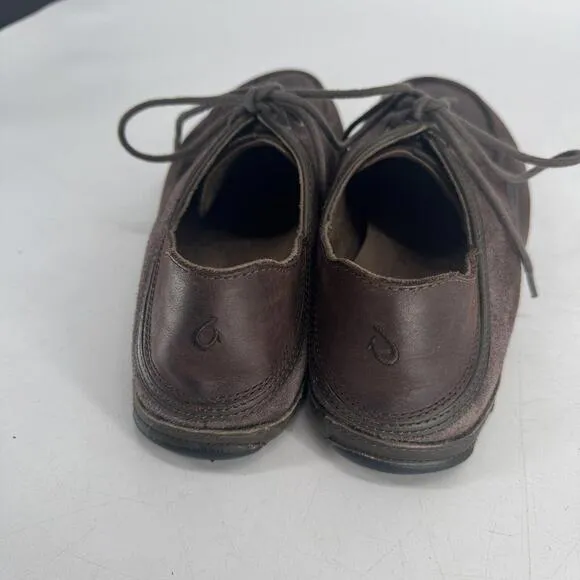 OluKai Kupa’a Men’s Shoes Lace Up Slip On Leather Shoes Boots Size 12  Brown