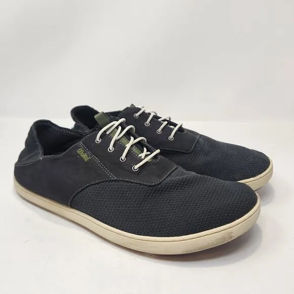 Olukai Men Nohea Moku Black Mesh Boat Shoes Size 11 Slip On Casual Sneaker