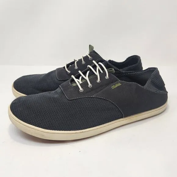 Olukai Men Nohea Moku Black Mesh Boat Shoes Size 11 Slip On Casual Sneaker