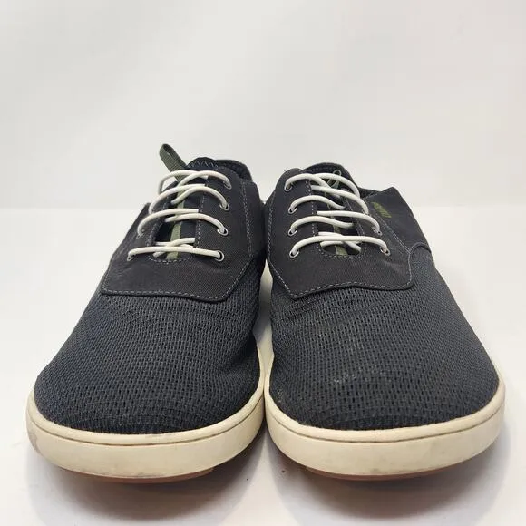 Olukai Men Nohea Moku Black Mesh Boat Shoes Size 11 Slip On Casual Sneaker