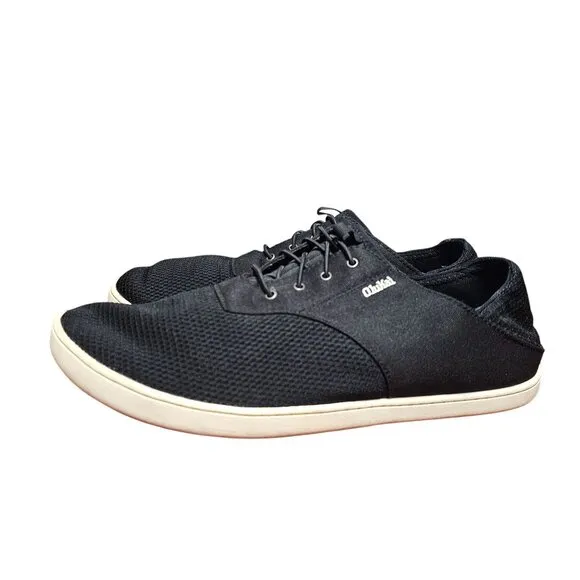 Olukai Mens Black Nohea Moku Sneakers Size 11.5 Textile Upper Boat Shoes Casual