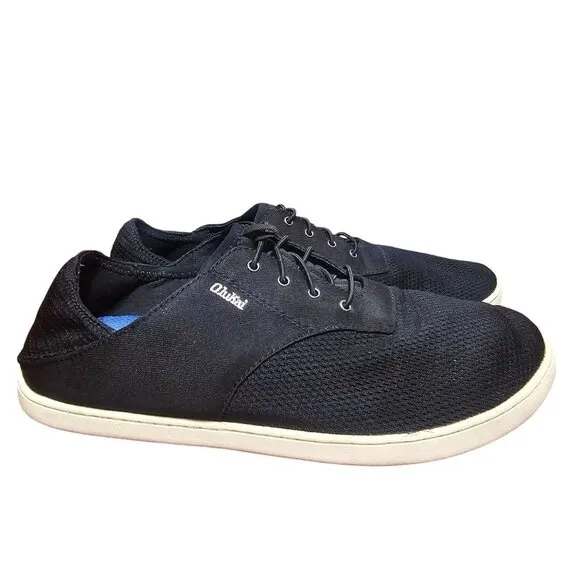 Olukai Mens Black Nohea Moku Sneakers Size 11.5 Textile Upper Boat Shoes Casual