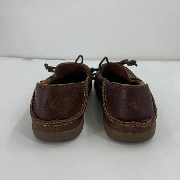 Olukai Men's Huli Slip on Leather Moccasins Boat Shoe Loafers Size 9.5