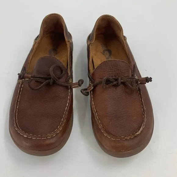 Olukai Men's Huli Slip on Leather Moccasins Boat Shoe Loafers Size 9.5
