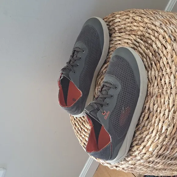 OluKai Mens Moku Pae Charcoal Mesh Fabric Slip On Boat Shoe Sneakers‎ S-8