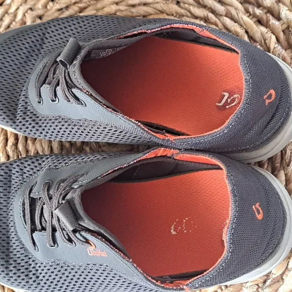 OluKai Mens Moku Pae Charcoal Mesh Fabric Slip On Boat Shoe Sneakers‎ S-8